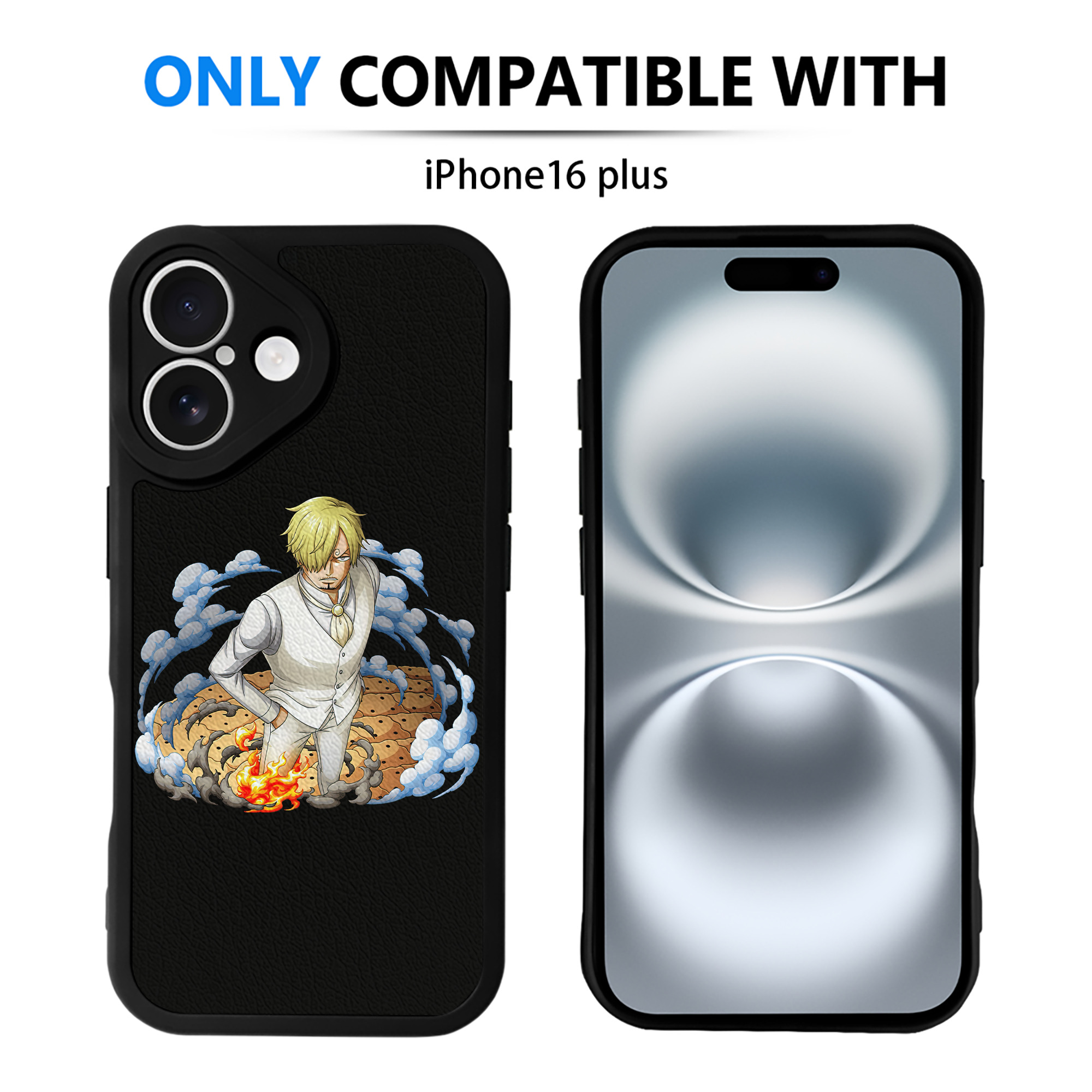 （画像用） ワンピース サンジ ONE PIECE Sanji 【iPhone 16シリーズ対応】シリコンスマホケース（レザー調） 材質：シリコン